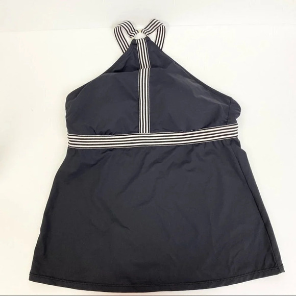 Anne Cole Studio Black White Classic Style Adjustable Halter Neck Tankini Top M - Picture 1 of 12